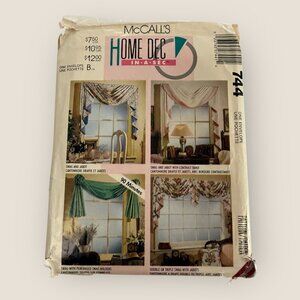 Vintage 1990s McCalls Sewing Pattern 744 Home Decor Valances Window Treatments